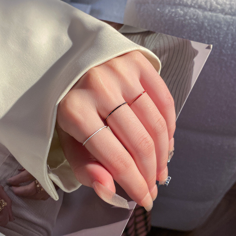 Initial Ring Custom - 티타늄 스틸 로즈 골드 색상 1mm