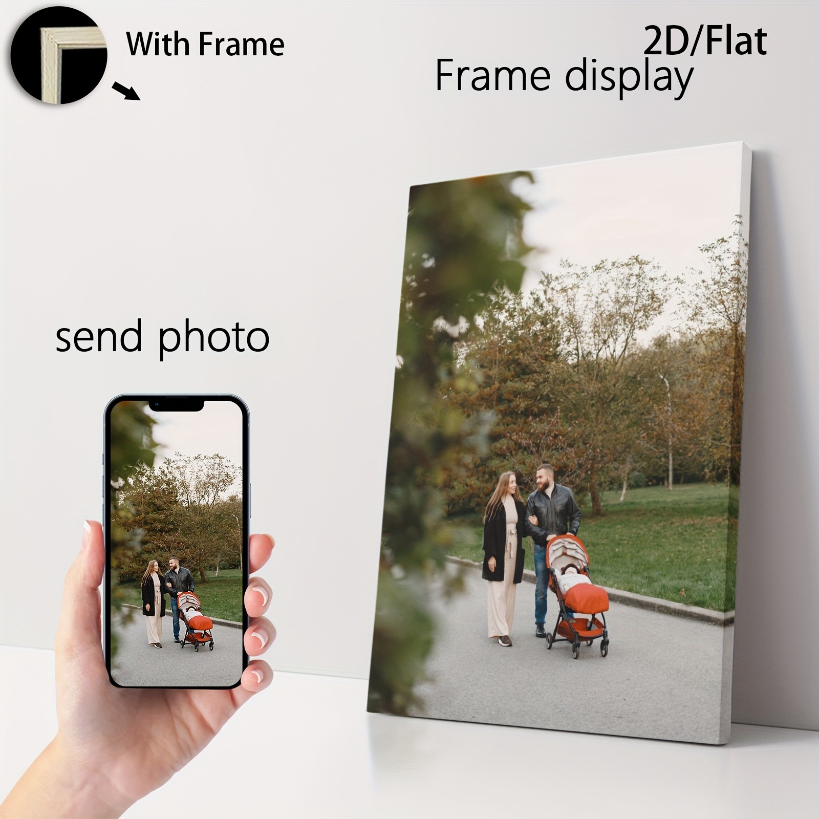 Engraved Wood Frame - 1개 나무 프레임 포스터, 맞춤형 사진
