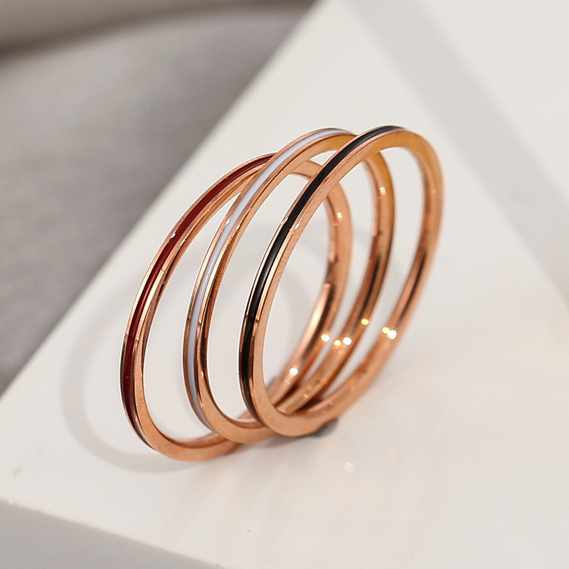 티타늄 스틸 로즈 골드 색상 1mm 얇은 반지 여성용  - Initial Ring Custom 리뷰 및 가격