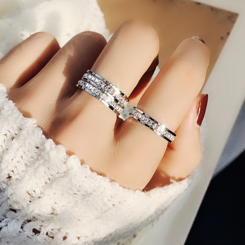 럭셔리 로즈 골드 컬러 여성을위한 싱글 더블 행 스퀘어 - Initial Ring Custom 리뷰 및 가격