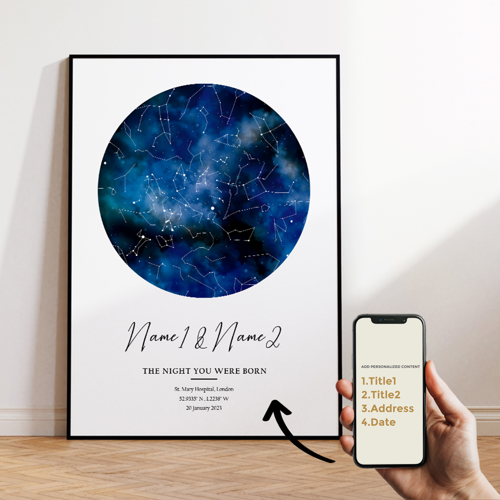 현대적인 맞춤형 개인화된 밤하늘 별 지도 벽 예술 캔버 - Custom Star Map 리뷰 및 가격