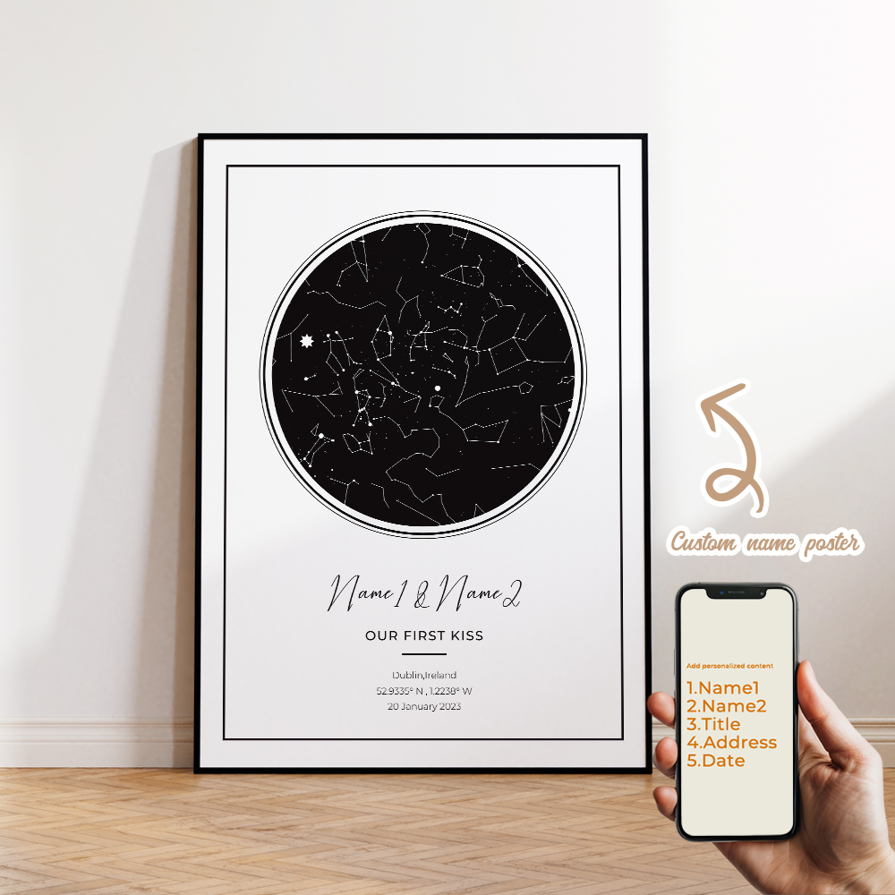 현대적인 맞춤형 개인화된 밤하늘 별 지도 벽 예술 캔버 - Custom Star Map 리뷰 및 가격