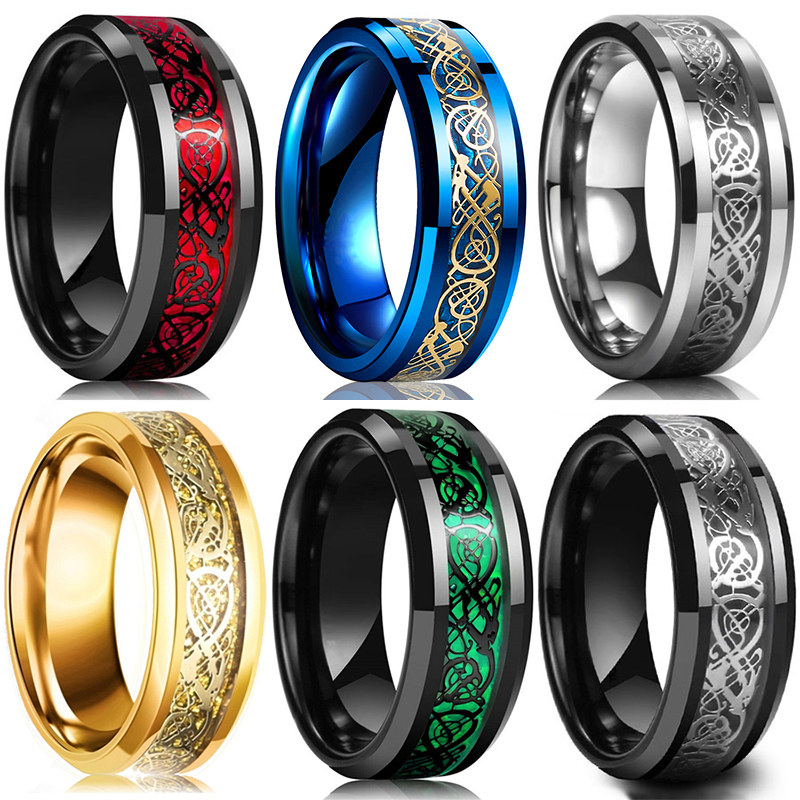 패션 8mm 남자 스테인레스 스틸 셀틱 드래곤 반지 상 - Initial Ring Custom 리뷰 및 가격