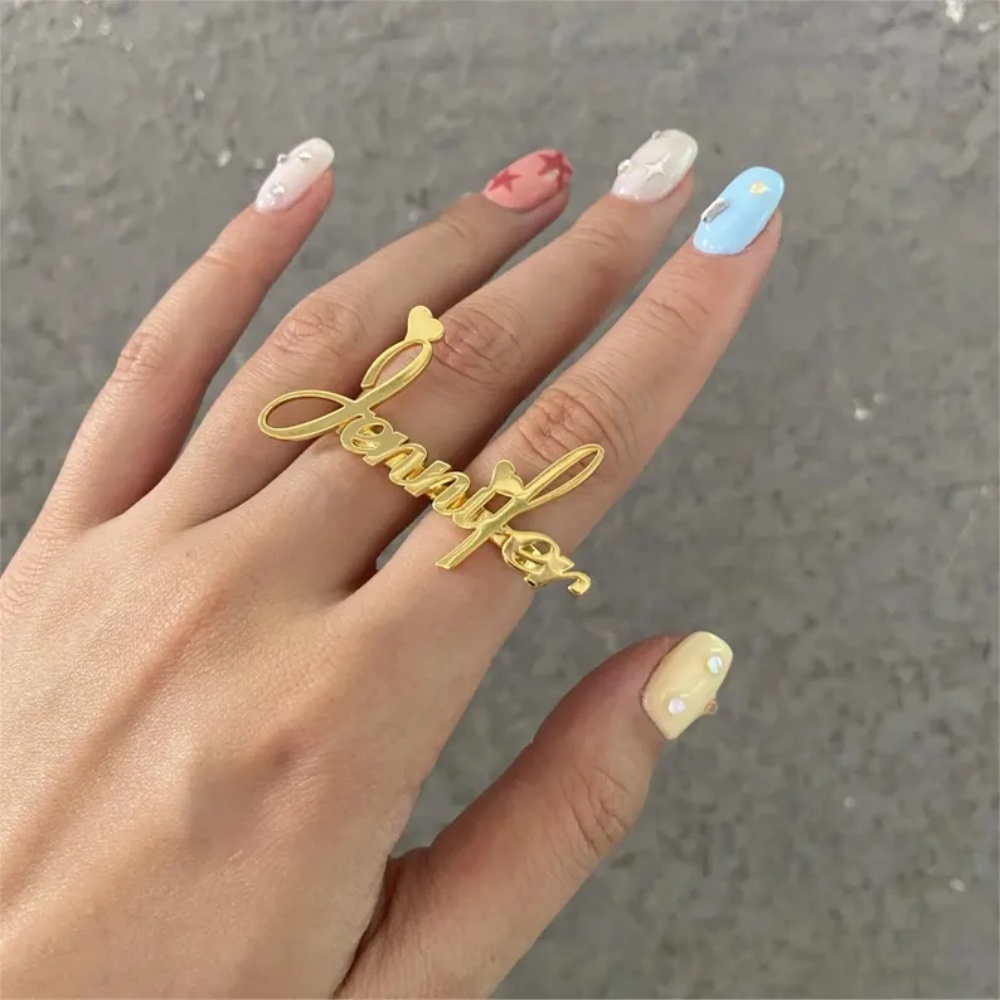 리치 개인 맞춤형 두 손가락 이름 반지 스테인리스 스틸 - Initial Ring Custom 리뷰 및 가격
